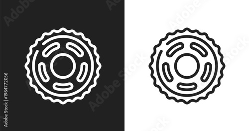 Sprocket icon. Linear black, white icon from bicycle collection. Outline sprocket vector. Thin line symbol isolated on white and black background