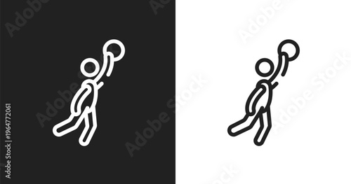 Team player icon. Linear black, white icon from basketball collection. Outline team player vector. Thin line symbol isolated on white and black background