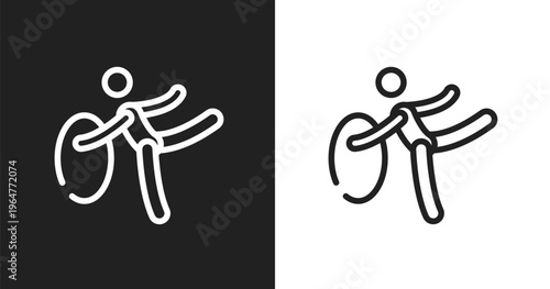 Rhythmic gymnastics icon. Linear black, white icon from sports collection. Outline rhythmic gymnastics vector. Thin line symbol isolated on white and black background
