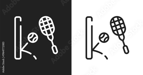 Squash icon. Linear black, white icon from sports collection. Outline squash vector. Thin line symbol isolated on white and black background