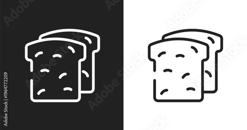 Whole wheat bread icon. Linear black, white icon from sport fitness collection. Outline whole wheat bread vector. Thin line symbol isolated on white and black background