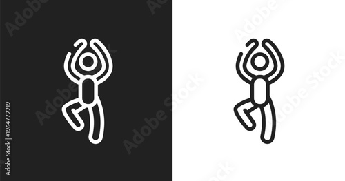 Yoga pose icon. Linear black, white icon from sport fitness collection. Outline yoga pose vector. Thin line symbol isolated on white and black background
