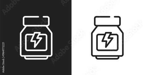 Whey protein icon. Linear black, white icon from sport fitness collection. Outline whey protein vector. Thin line symbol isolated on white and black background