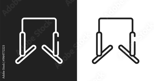 Horizontal bars icon. Linear black, white icon from sport fitness collection. Outline horizontal bars vector. Thin line symbol isolated on white and black background
