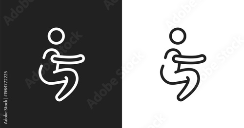 Squat icon. Linear black, white icon from sport fitness collection. Outline squat vector. Thin line symbol isolated on white and black background