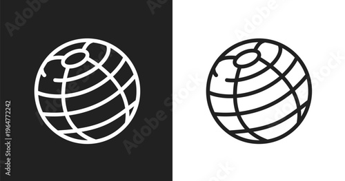 Fitness ball icon. Linear black, white icon from sport fitness collection. Outline fitness ball vector. Thin line symbol isolated on white and black background