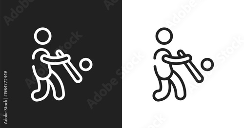 Batter icon. Linear black, white icon from baseball collection. Outline batter vector. Thin line symbol isolated on white and black background