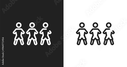 Football team icon. Linear black, white icon from soccer collection. Outline football team vector. Thin line symbol isolated on white and black background