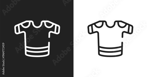 T-shirts icon. Linear black, white icon from american football collection. Outline t-shirts vector. Thin line symbol isolated on white and black background