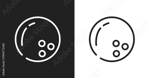 Bowling ball icon. Linear black, white icon from sport collection. Outline bowling ball vector. Thin line symbol isolated on white and black background