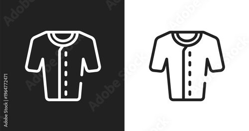Baseball jersey icon. Linear black, white icon from baseball collection. Outline baseball jersey vector. Thin line symbol isolated on white and black background