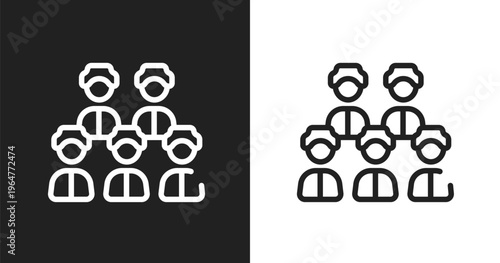 Baseball team icon. Linear black, white icon from baseball collection. Outline baseball team vector. Thin line symbol isolated on white and black background