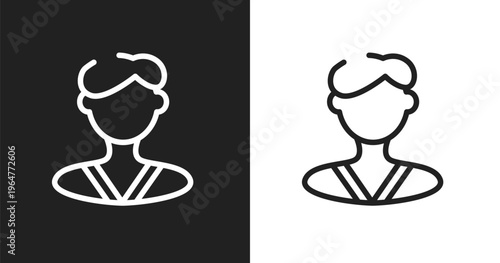 Karateka icon. Linear black, white icon from sport avatars collection. Outline karateka vector. Thin line symbol isolated on white and black background