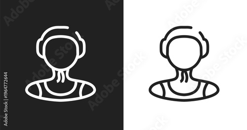 Waterpolo player icon. Linear black, white icon from sport avatars collection. Outline waterpolo player vector. Thin line symbol isolated on white and black background