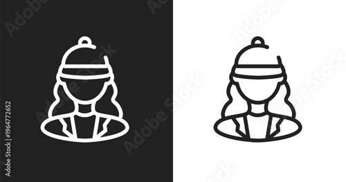 Horsewoman icon. Linear black, white icon from sport avatars collection. Outline horsewoman vector. Thin line symbol isolated on white and black background