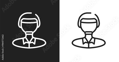 Polo player icon. Linear black, white icon from sport avatars collection. Outline polo player vector. Thin line symbol isolated on white and black background