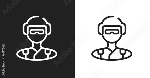 Skydiver icon. Linear black, white icon from sport avatars collection. Outline skydiver vector. Thin line symbol isolated on white and black background