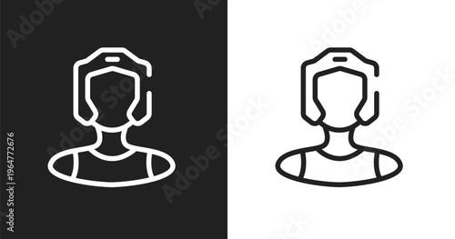 Kickboxer icon. Linear black, white icon from sport avatars collection. Outline kickboxer vector. Thin line symbol isolated on white and black background