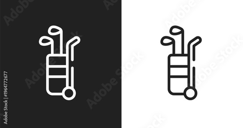 Golf caddy icon. Linear black, white icon from golf collection. Outline golf caddy vector. Thin line symbol isolated on white and black background