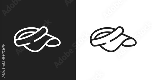 Visor icon. Linear black, white icon from golf collection. Outline visor vector. Thin line symbol isolated on white and black background