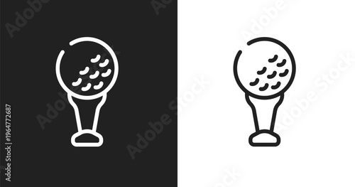 Tee icon. Linear black, white icon from golf collection. Outline tee vector. Thin line symbol isolated on white and black background