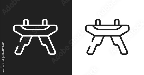 Pommel horse icon. Linear black, white icon from sports collection. Outline pommel horse vector. Thin line symbol isolated on white and black background