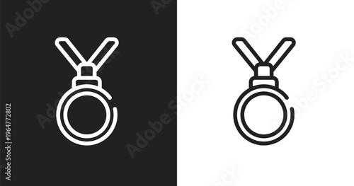 Nobel prize icon. Linear black, white icon from awards collection. Outline nobel prize vector. Thin line symbol isolated on white and black background