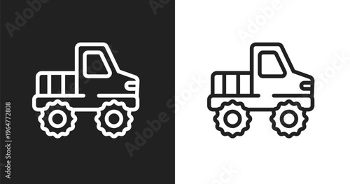Off road icon. Linear black, white icon from adventure sports collection. Outline off road vector. Thin line symbol isolated on white and black background