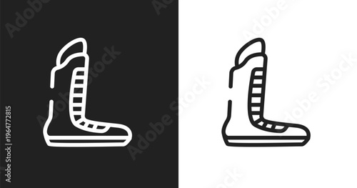 Boxing shoe icon. Linear black, white icon from boxing collection. Outline boxing shoe vector. Thin line symbol isolated on white and black background