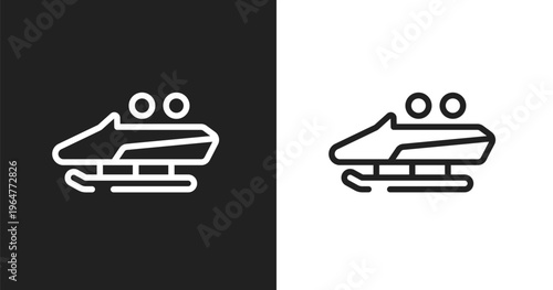 Bobsled icon. Linear black, white icon from winter sports collection. Outline bobsled vector. Thin line symbol isolated on white and black background