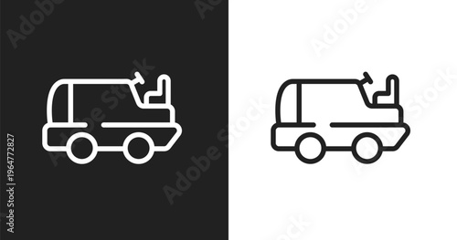 Ice resurfacer icon. Linear black, white icon from winter sports collection. Outline ice resurfacer vector. Thin line symbol isolated on white and black background