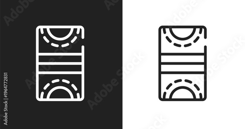Hockey pitch icon. Linear black, white icon from winter sports collection. Outline hockey pitch vector. Thin line symbol isolated on white and black background