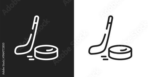 Puck icon. Linear black, white icon from winter sports collection. Outline puck vector. Thin line symbol isolated on white and black background