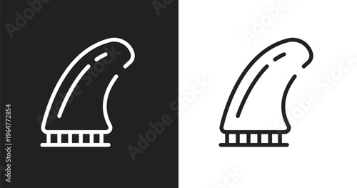 Fin icon. Linear black, white icon from surf collection. Outline fin vector. Thin line symbol isolated on white and black background