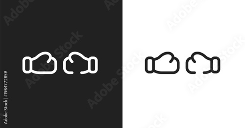 Punching icon. Linear black, white icon from thai boxing collection. Outline punching vector. Thin line symbol isolated on white and black background