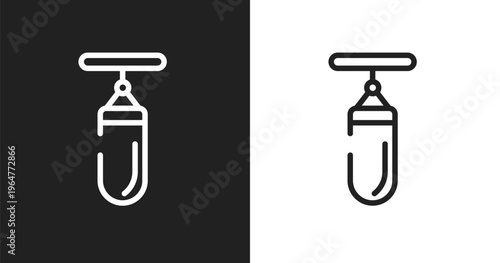 Sand bag icon. Linear black, white icon from thai boxing collection. Outline sand bag vector. Thin line symbol isolated on white and black background