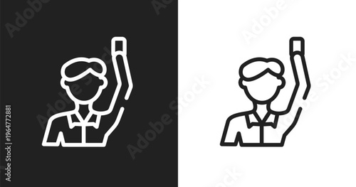 Committee icon. Linear black, white icon from thai boxing collection. Outline committee vector. Thin line symbol isolated on white and black background