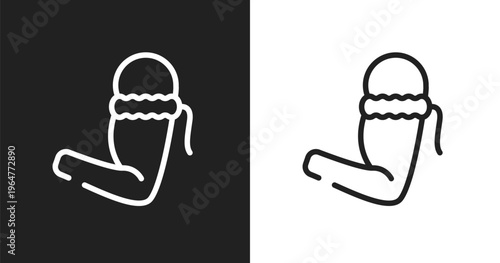 Armband icon. Linear black, white icon from thai boxing collection. Outline armband vector. Thin line symbol isolated on white and black background