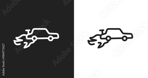 Autocross icon. Linear black, white icon from racing collection. Outline autocross vector. Thin line symbol isolated on white and black background
