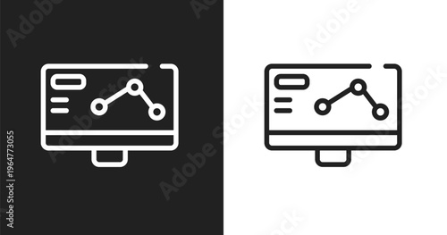 Telemetry icon. Linear black, white icon from racing collection. Outline telemetry vector. Thin line symbol isolated on white and black background