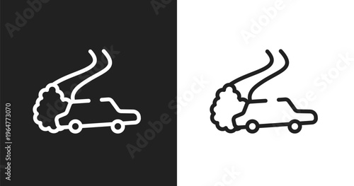 Drifting icon. Linear black, white icon from racing collection. Outline drifting vector. Thin line symbol isolated on white and black background