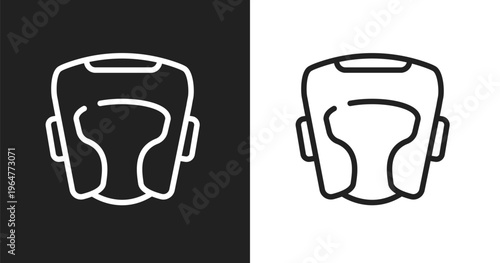 Headgear icon. Linear black, white icon from gym equipment collection. Outline headgear vector. Thin line symbol isolated on white and black background
