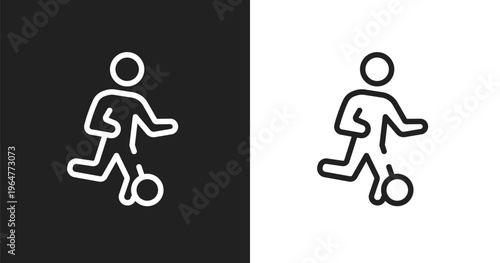 Football players icon. Linear black, white icon from soccer collection. Outline football players vector. Thin line symbol isolated on white and black background