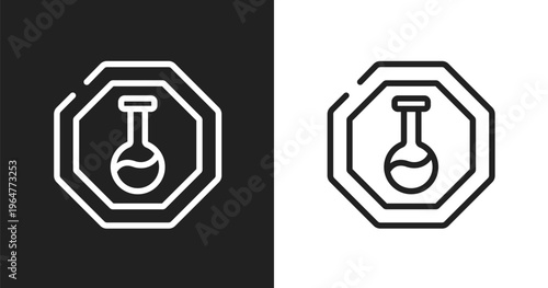 Substance icon. Linear black, white icon from health and safety collection. Outline substance vector. Thin line symbol isolated on white and black background