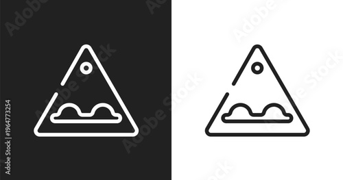 Bumps icon. Linear black, white icon from traffic & road signs collection. Outline bumps vector. Thin line symbol isolated on white and black background