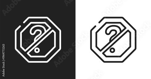 No doubt icon. Linear black, white icon from signal and prohibitions collection. Outline no doubt vector. Thin line symbol isolated on white and black background