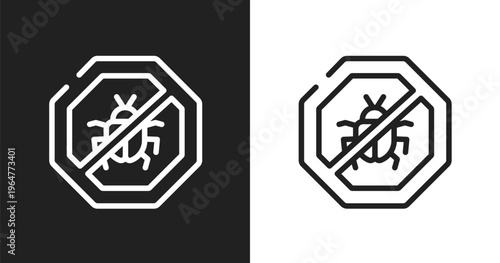 No insects icon. Linear black, white icon from signal and prohibitions collection. Outline no insects vector. Thin line symbol isolated on white and black background