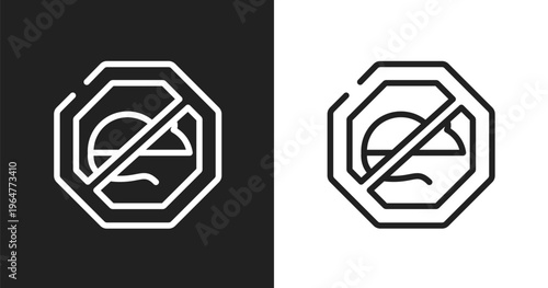No rodents icon. Linear black, white icon from signal and prohibitions collection. Outline no rodents vector. Thin line symbol isolated on white and black background