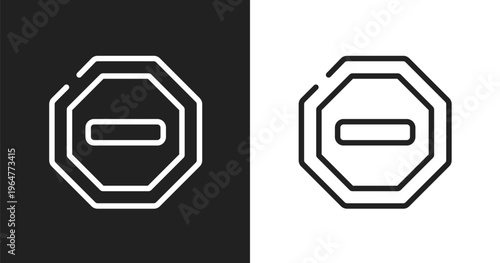 Prohibited way icon. Linear black, white icon from traffic signs collection. Outline prohibited way vector. Thin line symbol isolated on white and black background
