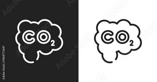 Carbon monoxide icon. Linear black, white icon from safety collection. Outline carbon monoxide vector. Thin line symbol isolated on white and black background